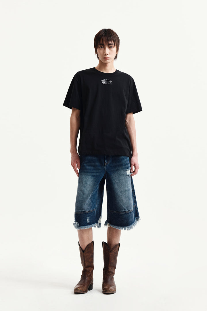 Matin Kim Label Point Lettering Top — Black