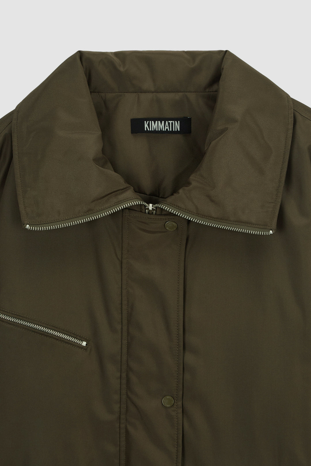 KIMMATIN Highneck Oversize Padded Jumper — Khaki