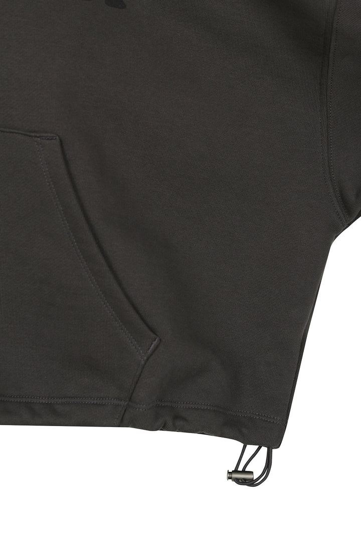 Matin Kim Graffiti Artwork Crop Hoody Zip Up — Charcoal