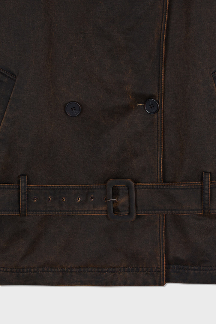 KIMMATIN Washed Trench Jacket — Brown