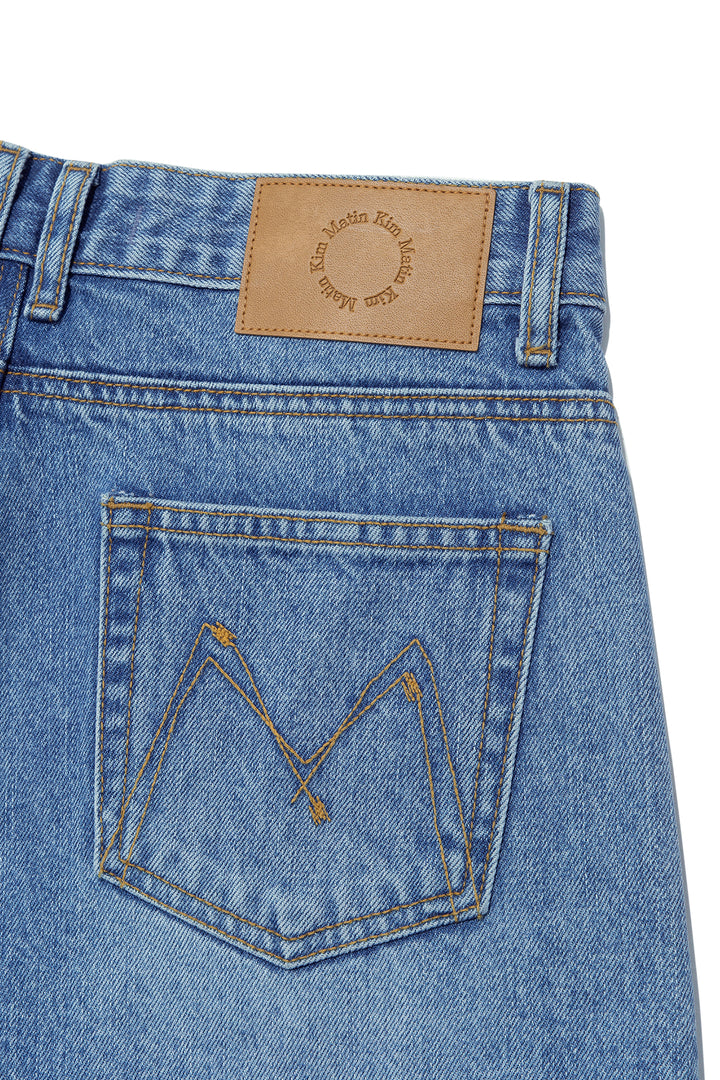 Matin Kim Stitch Point Denim Shorts — Blue