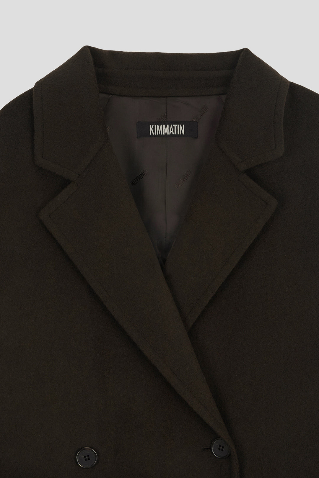 KIMMATIN Belted Double Wool Coat — Brown