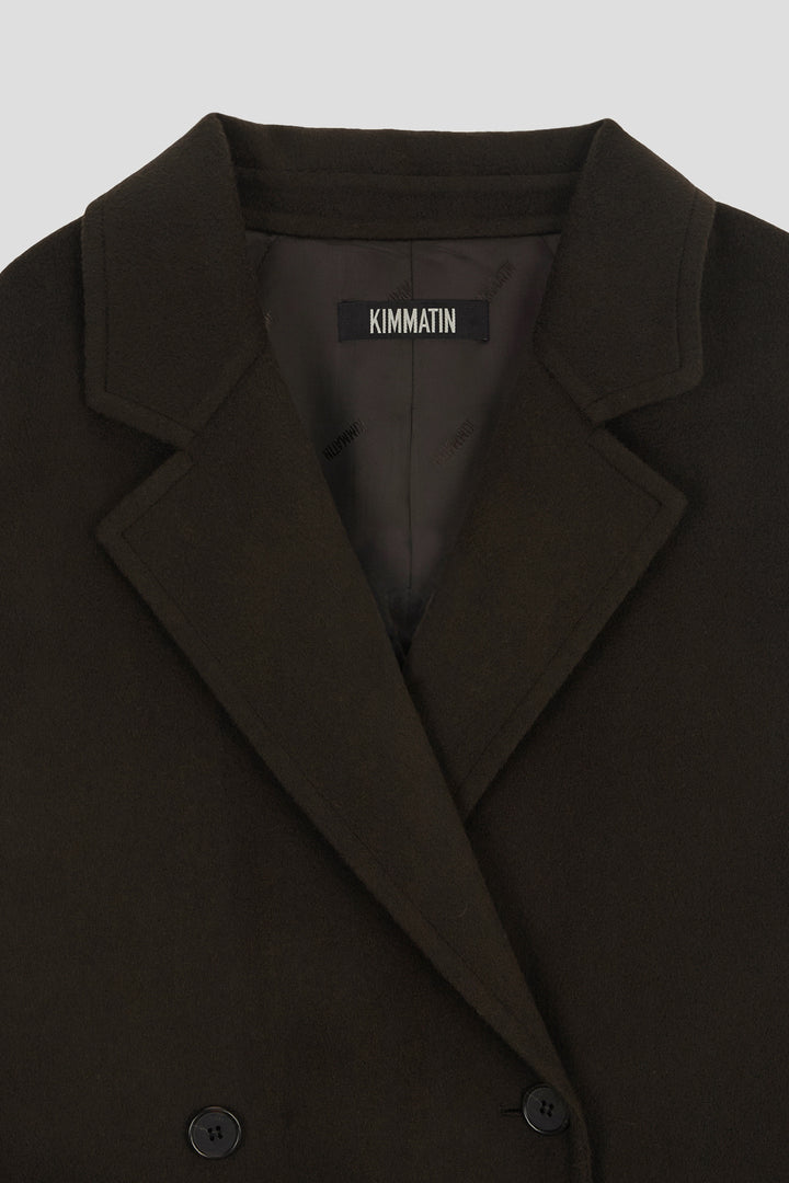 KIMMATIN Belted Double Wool Coat — Brown