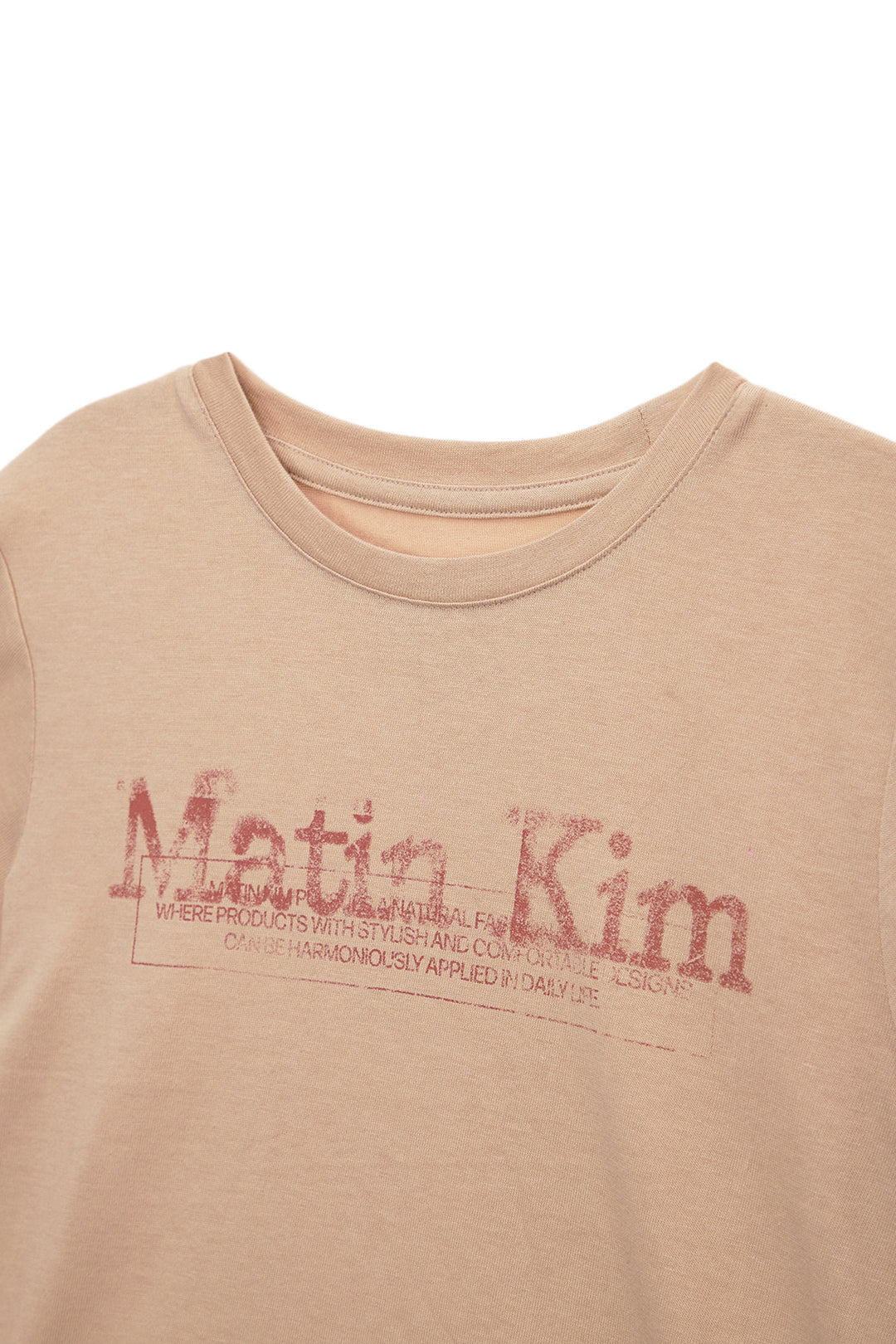 Matin Kim Stamp Logo Graphic Crop Top — Beige
