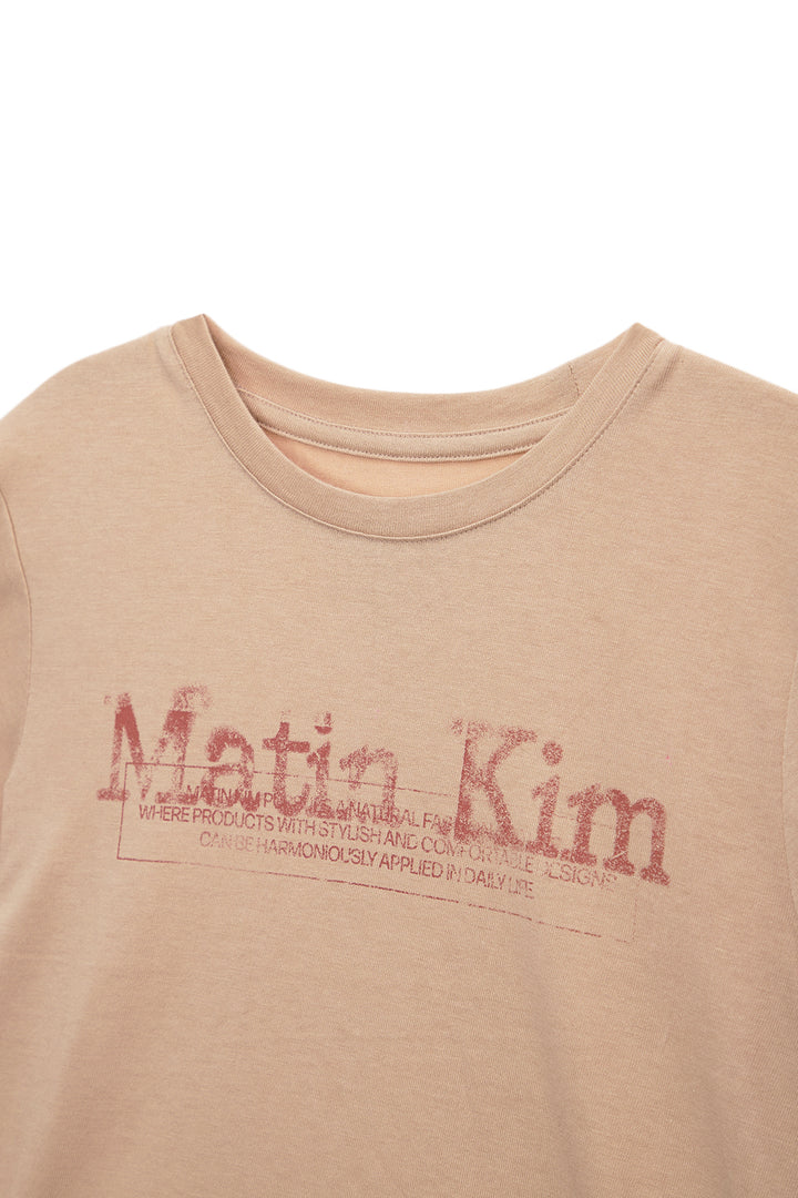 Matin Kim Stamp Logo Graphic Crop Top — Beige