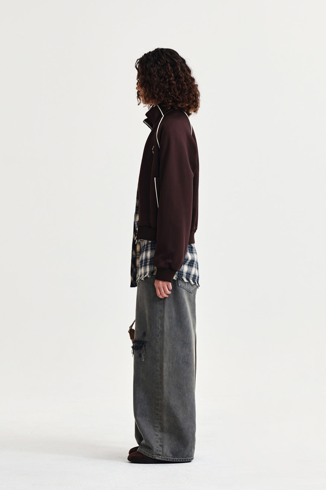 Matin Kim Heart Logo Track Jumper — Brown