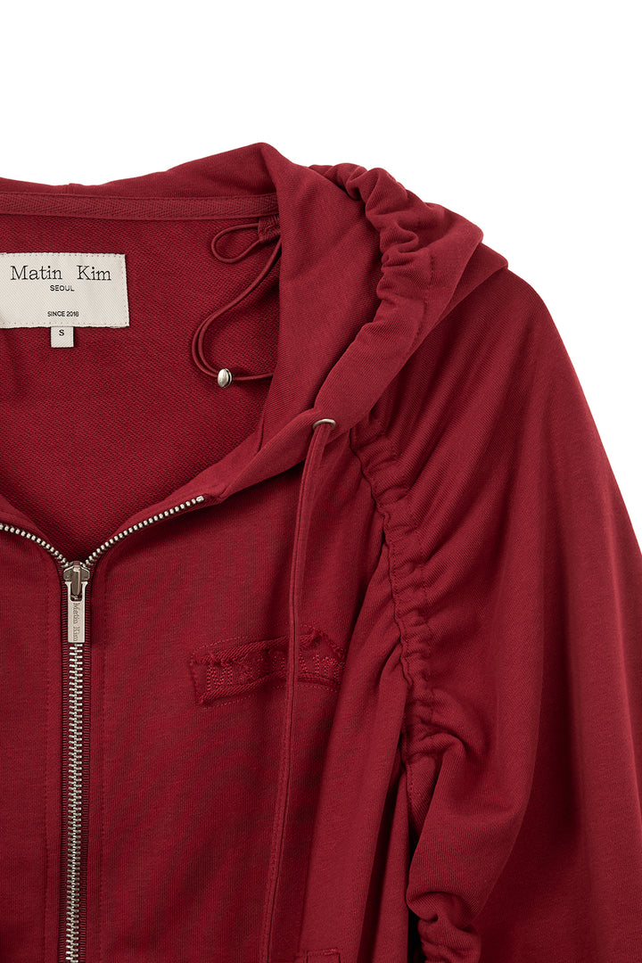 Matin Kim Sleeve String Detail Zip Hoody — Red