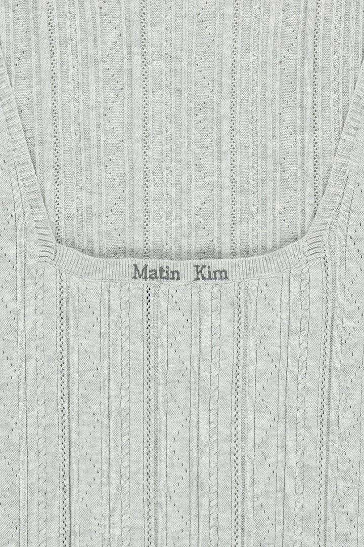 Matin Kim Open Back Ribbed Knit Dress — Light Grey