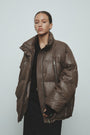 KIMMATIN Zipper Detail Goose Down Jumper — Brown