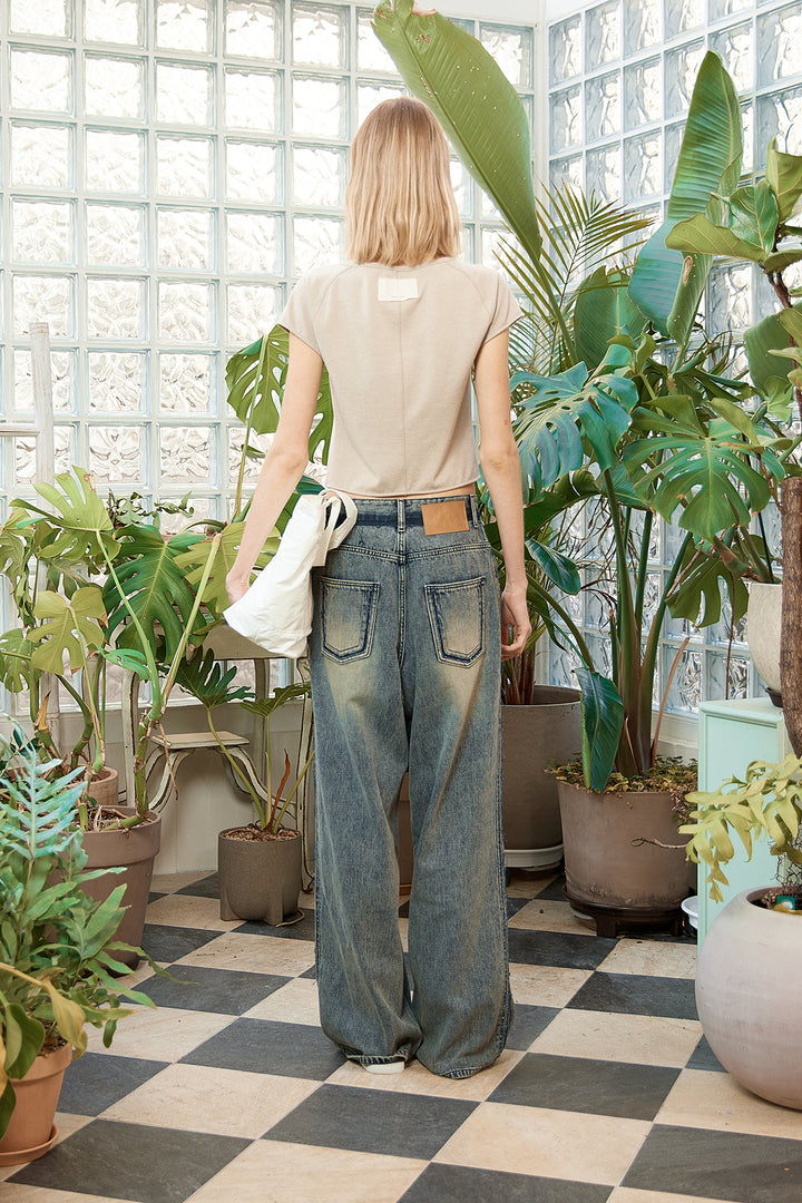 Matin Kim Rough Cut Line Point Denim — Smoke — Blue