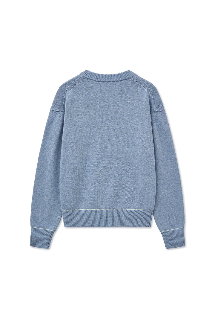 Matin Kim Color Trim Line Logo Pullover — Light Blue