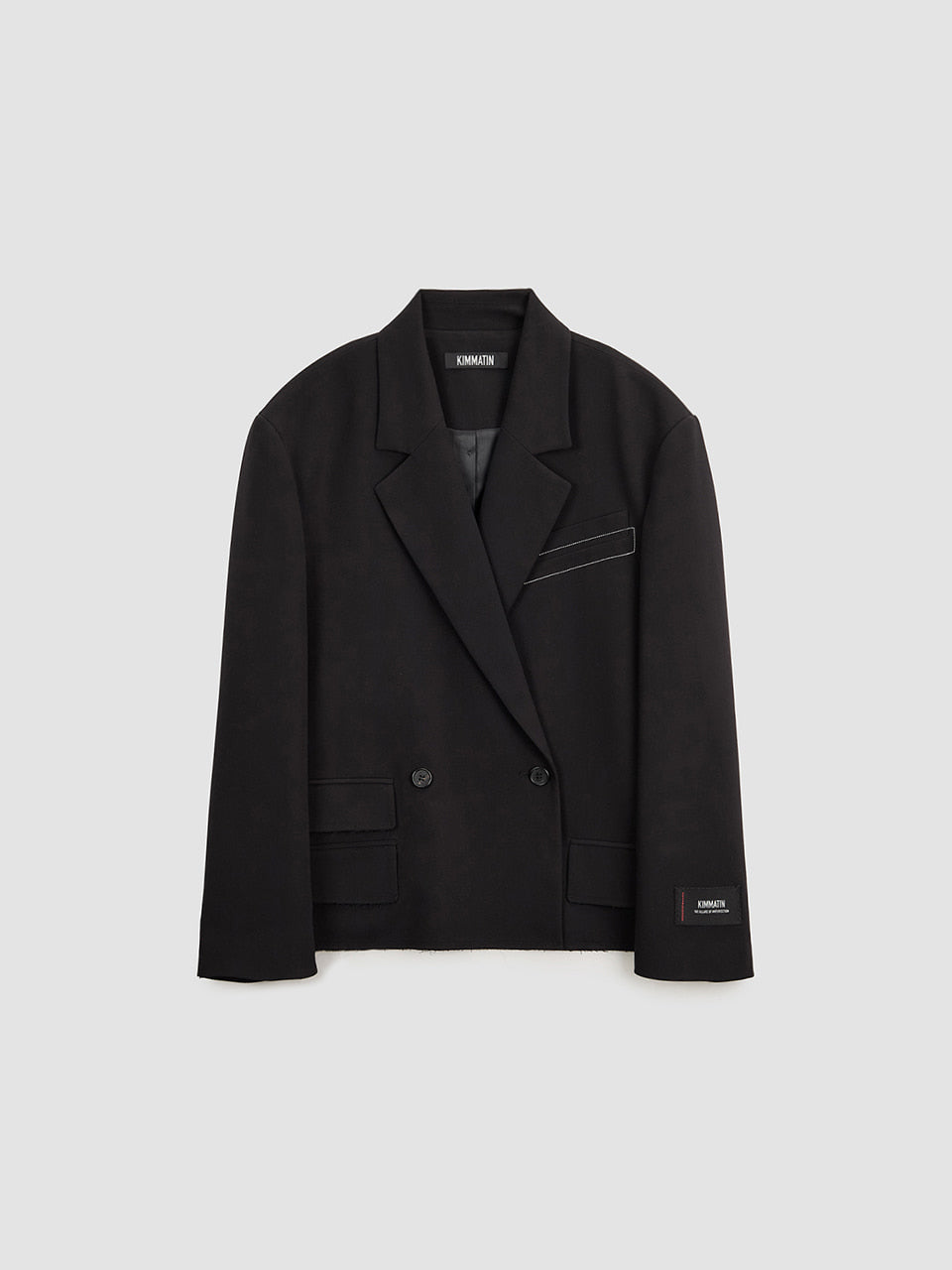 KIMMATIN Oversize Low Edge Crop Jacket — Black