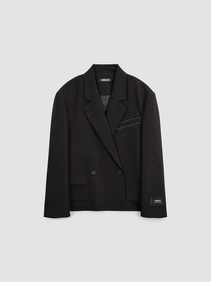 KIMMATIN Oversize Low Edge Crop Jacket — Black
