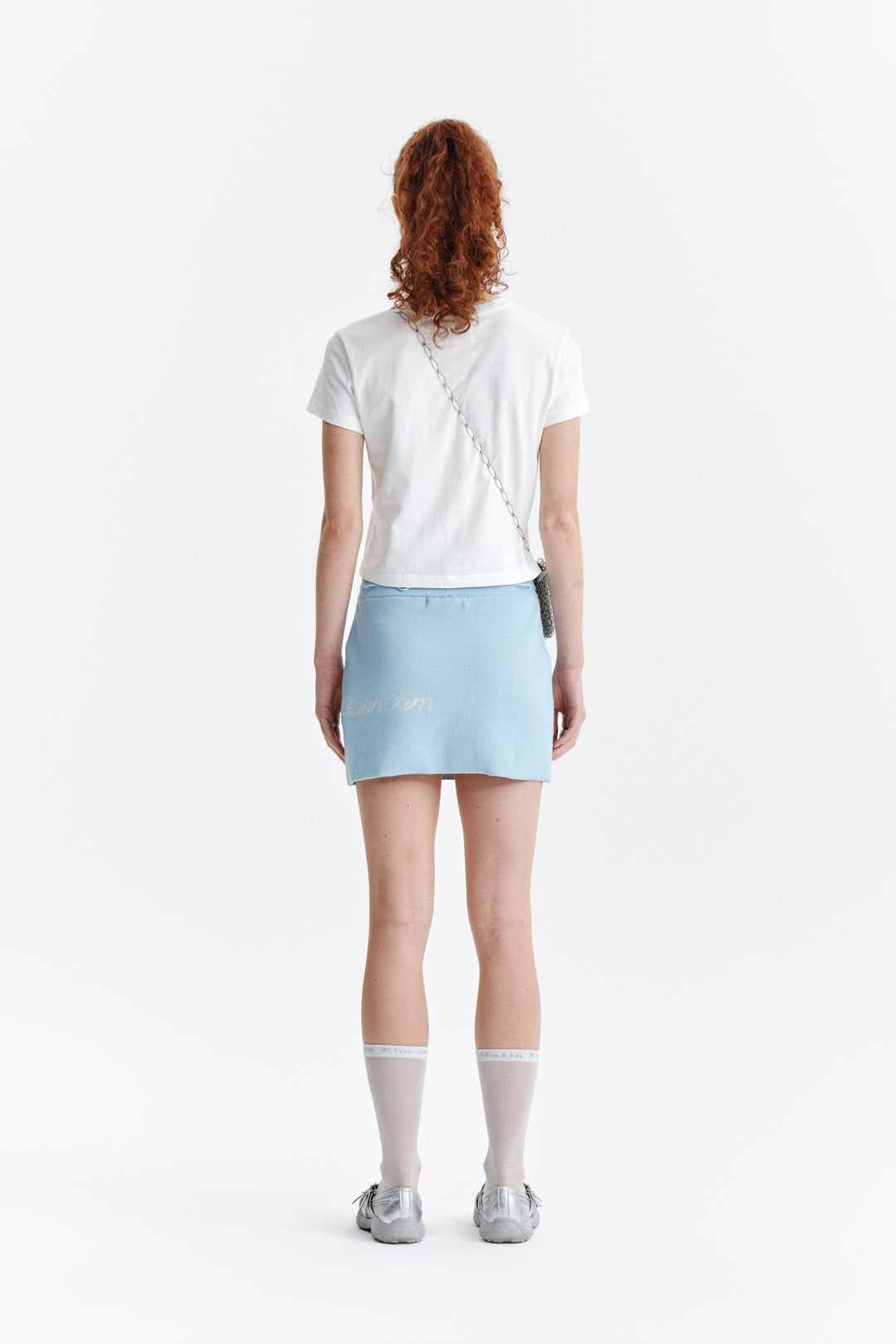 Matin Kim Dusty Typo Graphic Crop Top — White