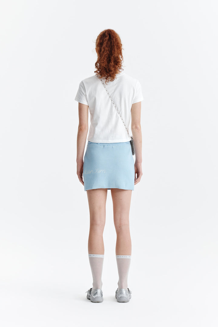 Matin Kim Dusty Typo Graphic Crop Top — White