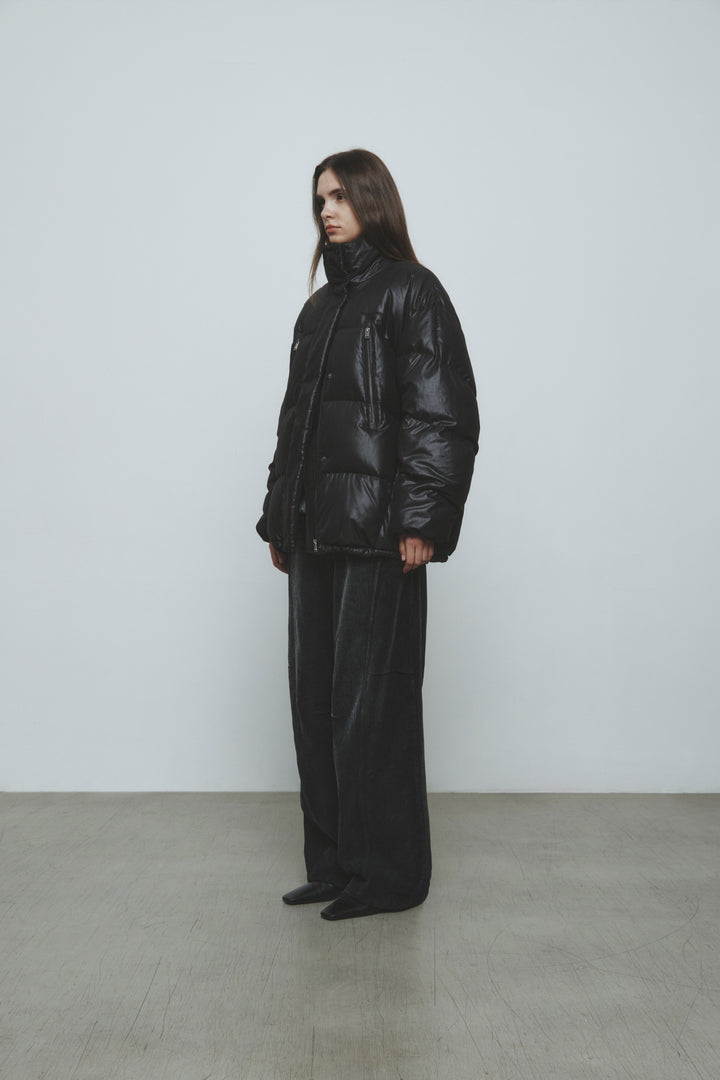 KIMMATIN Washed Corduroy Volume Pants — Black