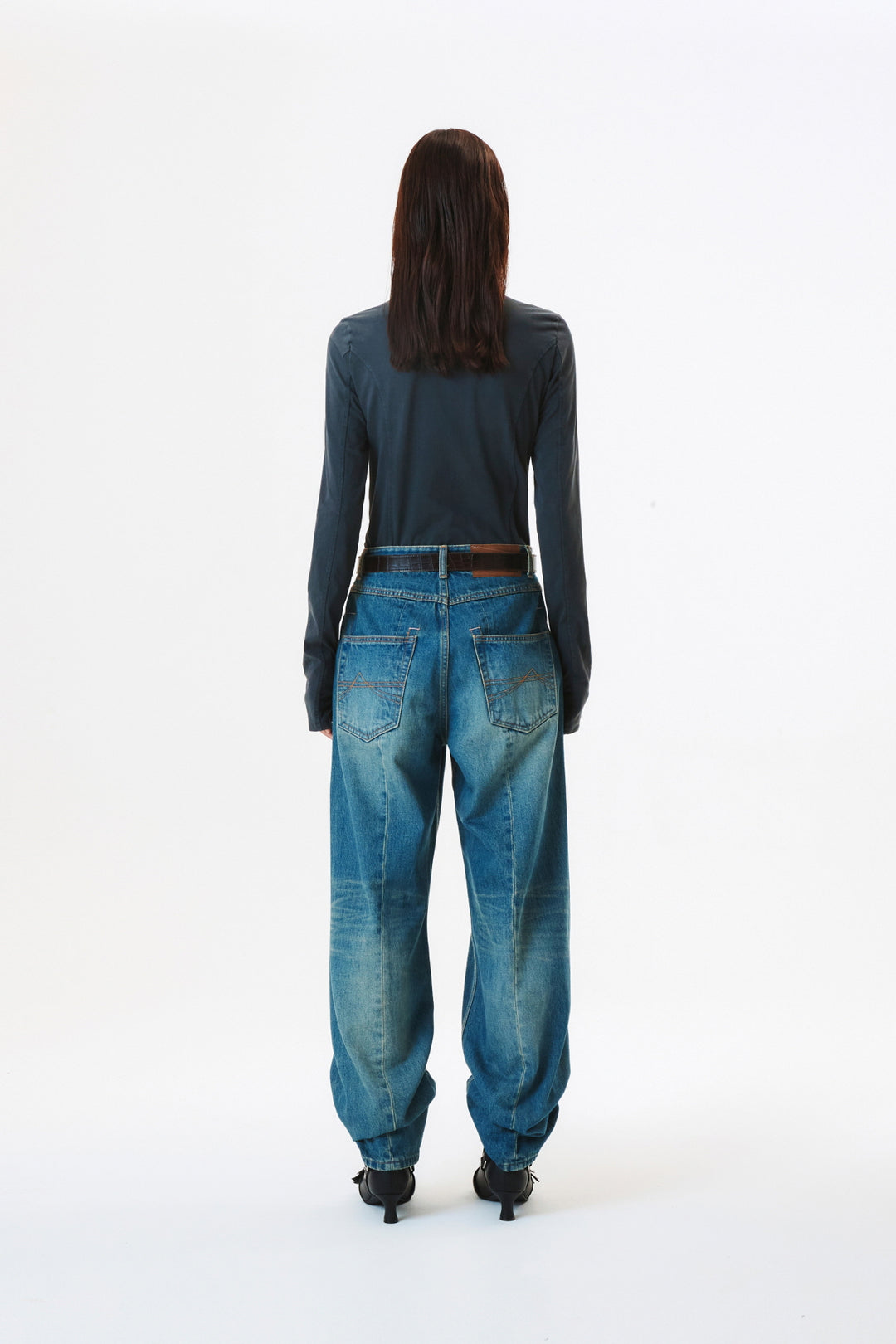 KIMMATIN Washed Wide Denim Pants — Blue