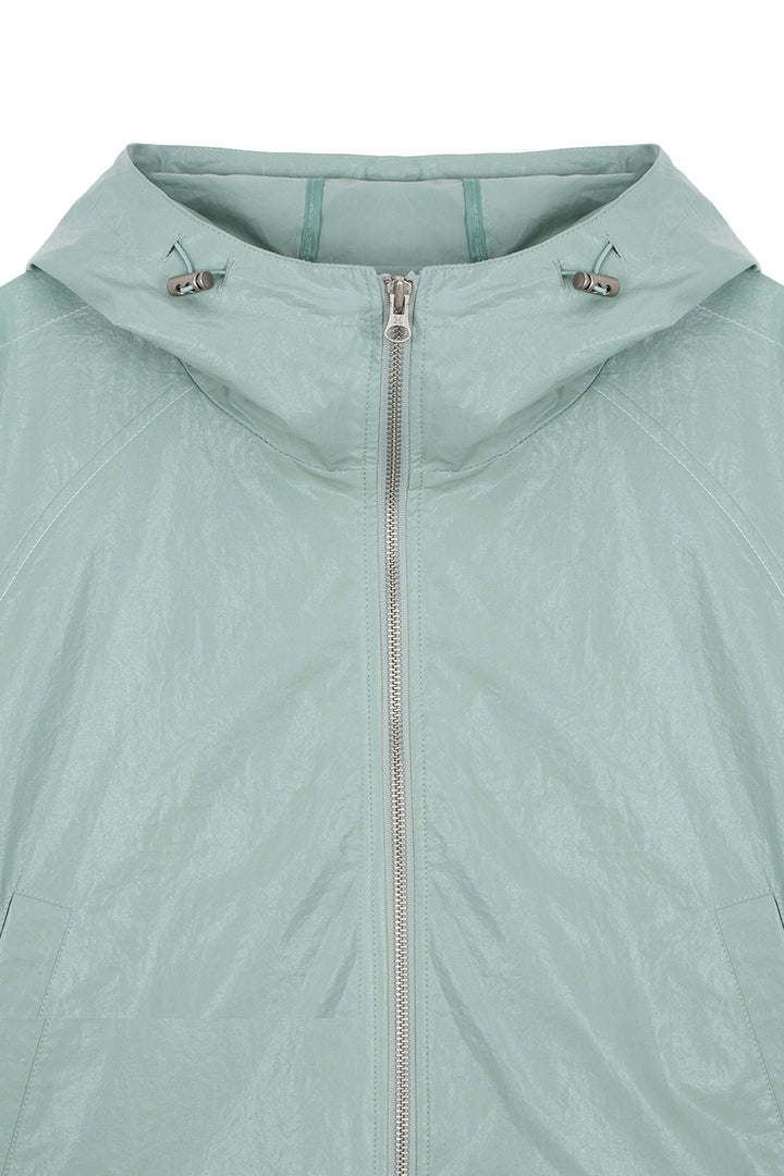 Matin Kim Crop Hoody Coating Jumper — Mint