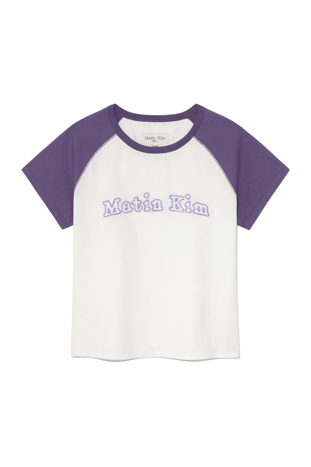 Matin Kim Flower Stitch Raglan Logo Top — Purple