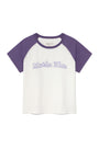 Matin Kim Flower Stitch Raglan Logo Top — Purple