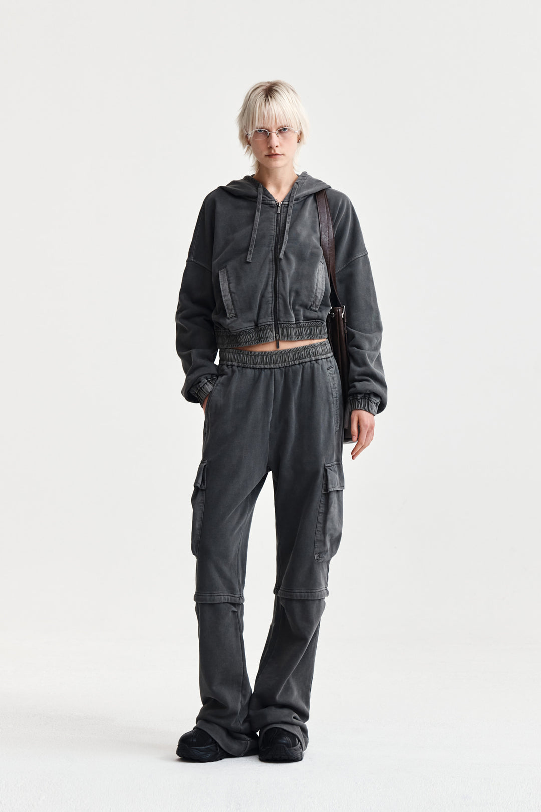 Matin Kim Pigment Dyed Cargo Pants — Charcoal