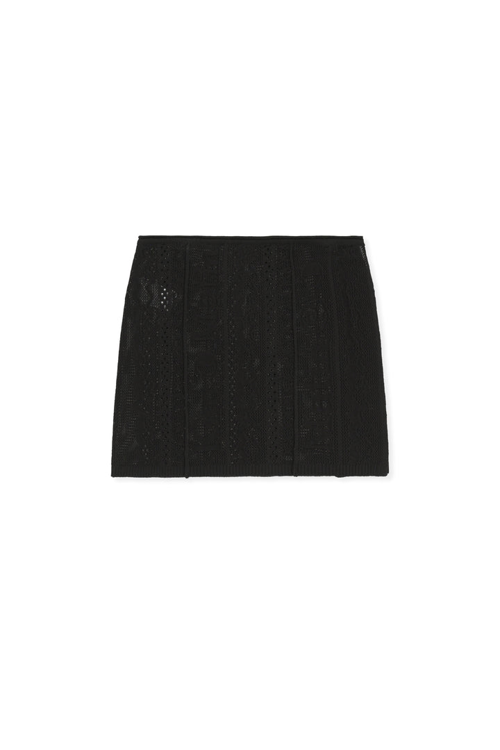 Matin Kim Mesh Logo Wrap Mini Skirt — Black