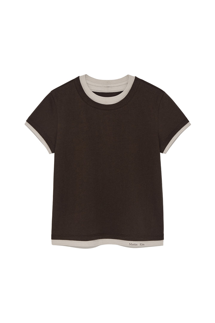 Matin Kim Color Point Layered Top — Brown