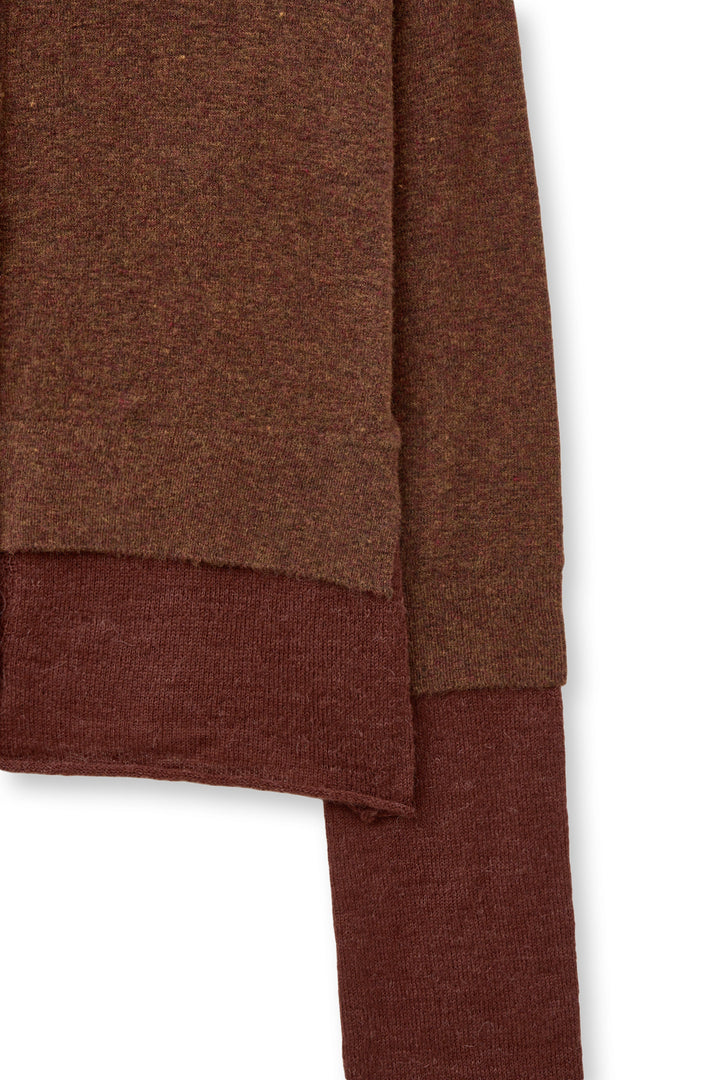 Matin Kim Layered Texture Knit Cardigan — Brown