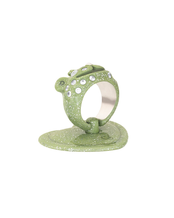 Stand Oil Princess Bear Grip Ring — Glitter Green