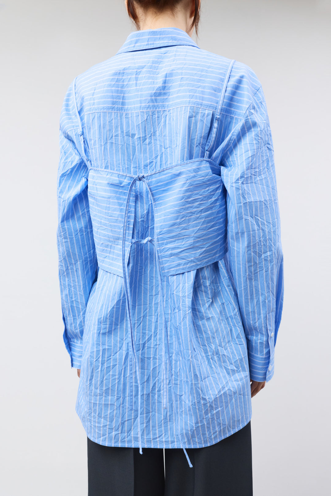 KIMMATIN Bustier Layered Crinkle Shirt — Blue