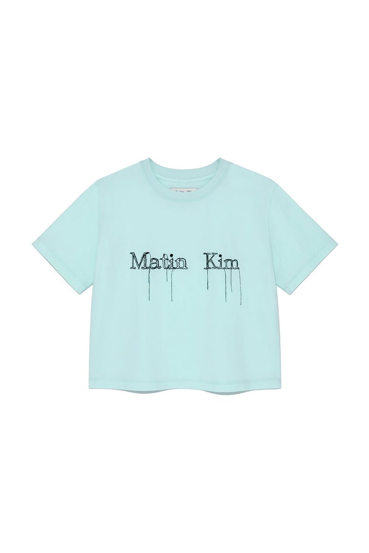 Matin Kim Logo Thread Point Crop Top — Light Blue