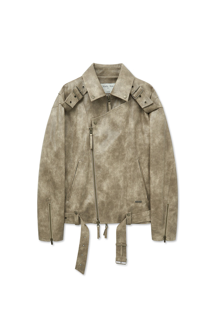 Matin Kim Faux Leather Belted Rider Jumper — Beige