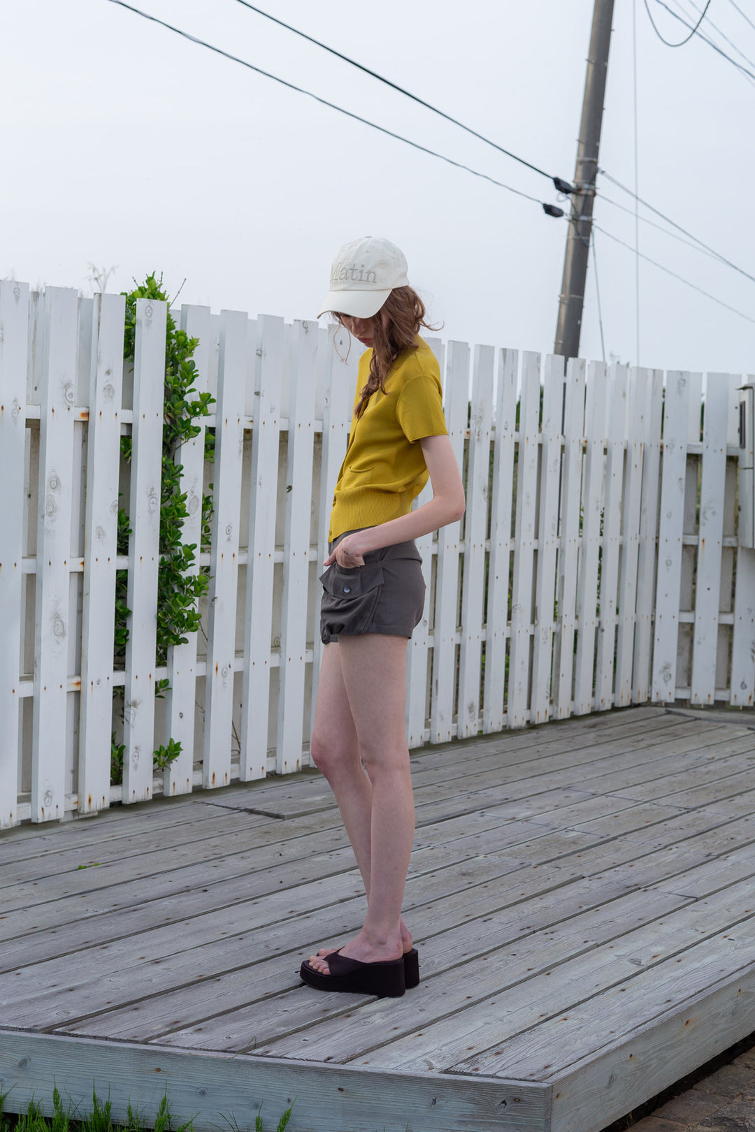 Matin Kim Pocket Point Half Cardigan — Olive