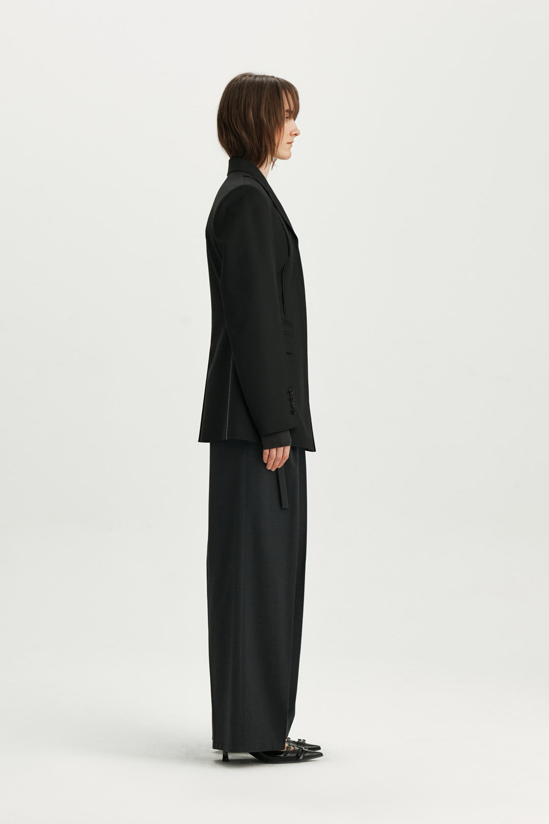 KIMMATIN Zipper Point Tailored Jacket — Black