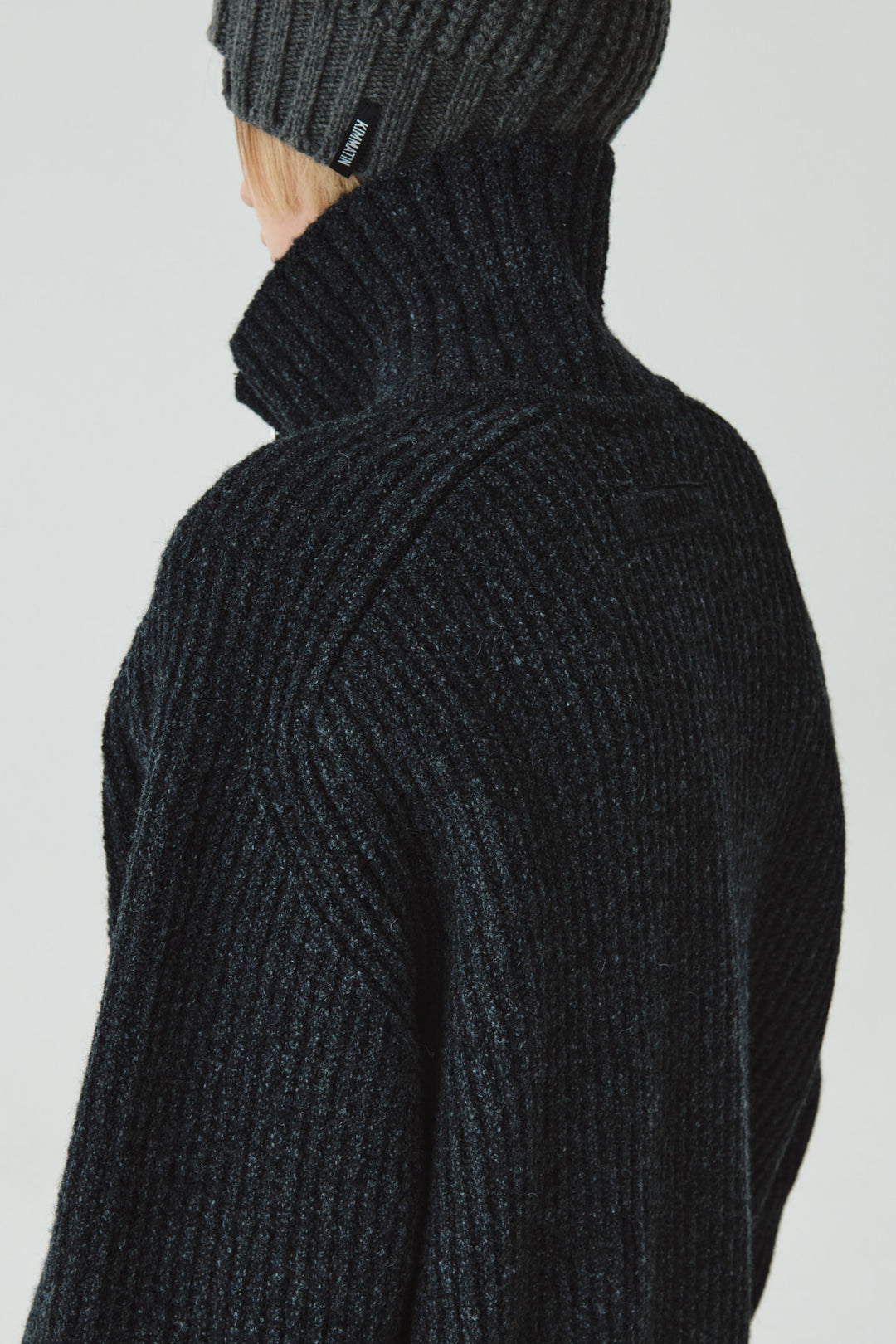 KIMMATIN High Neck Zip Up Cardigan — Charcoal