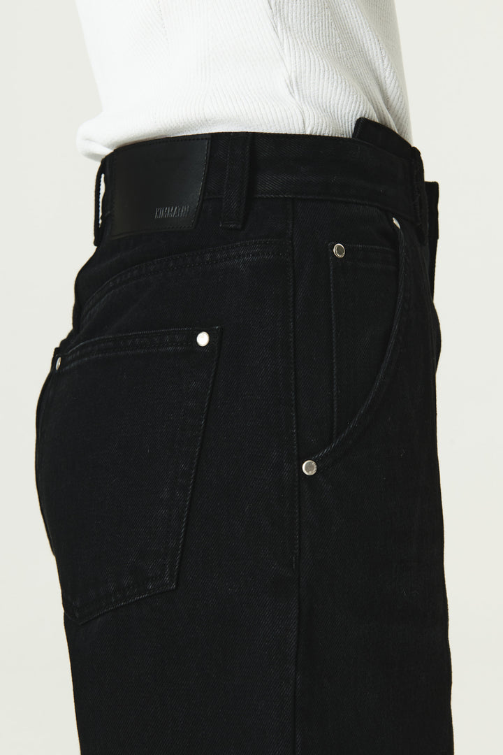 KIMMATIN Over Dying Tapered Denim — Black