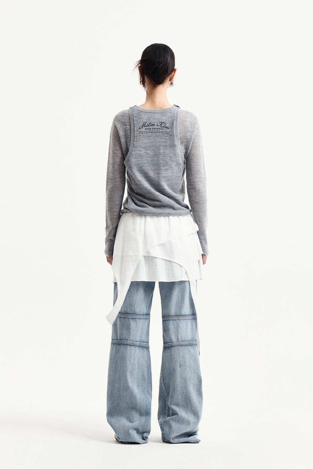 Matin Kim Mohair Layered Knit Pullover — Light Grey