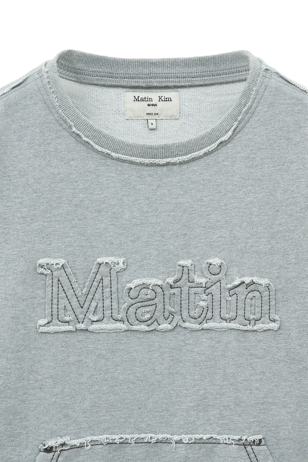 Matin Kim Raw Cut Applique Sweatshirt — Gray