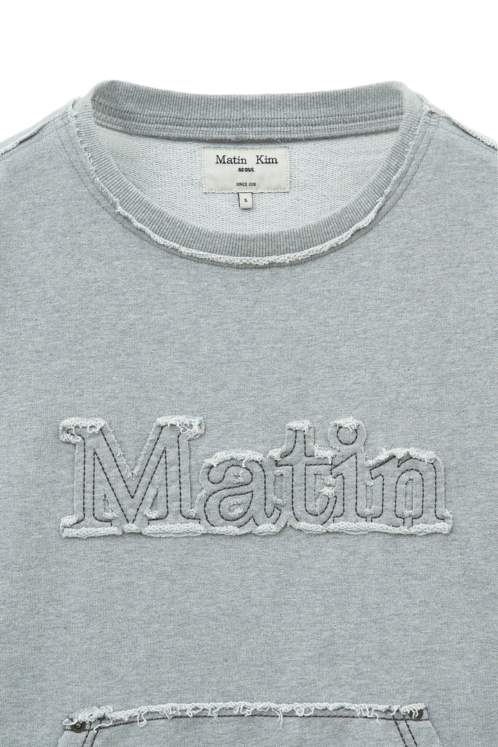 Matin Kim Raw Cut Applique Sweatshirt — Gray