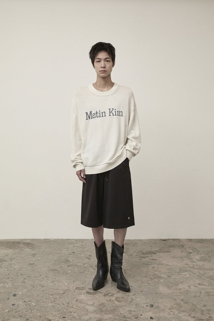 Matin Kim Color Trim Line Logo Pullover — Ivory