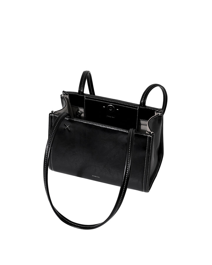Stand Oil Oblong Tiny Shoulder Bag — Stitch Black