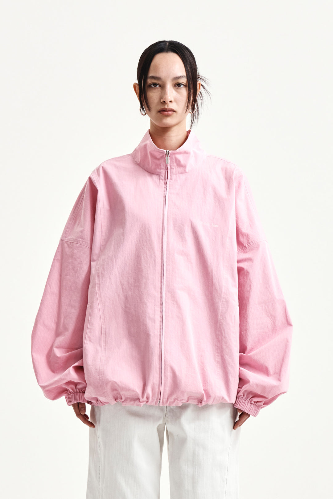 Matin Kim Back Logo High Neck Jumper — Pink