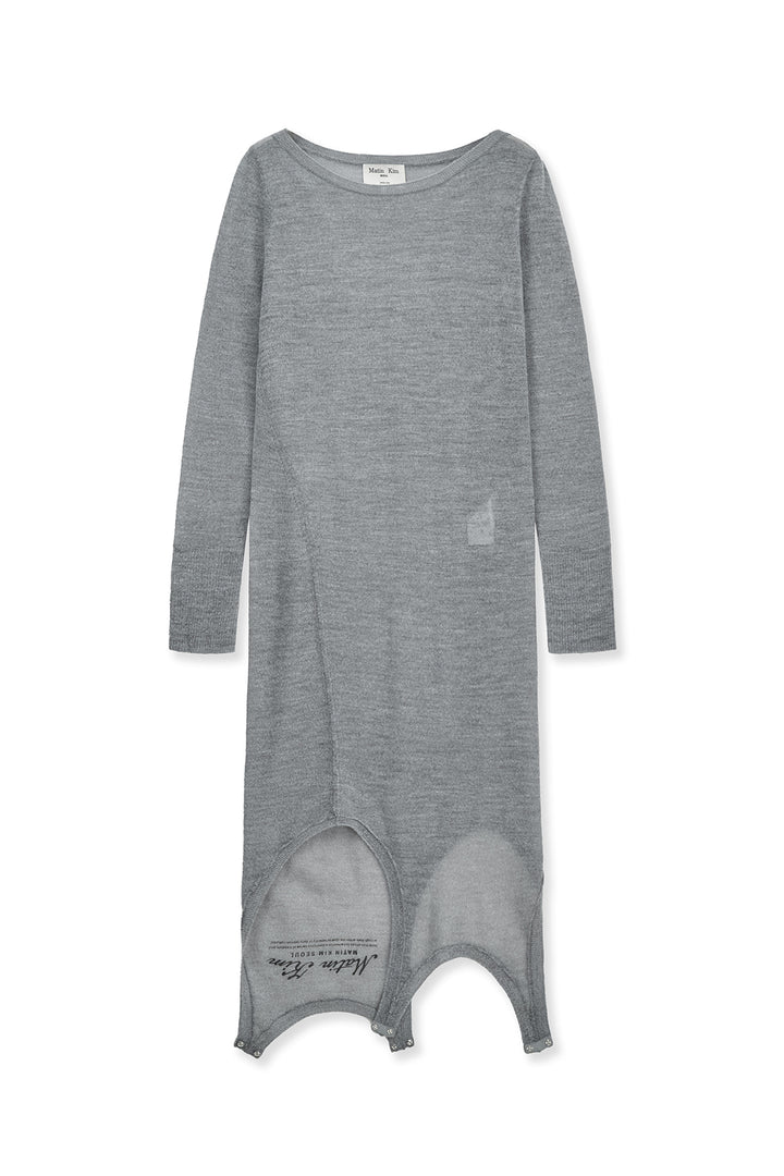 Matin Kim Mohair Layered Knit Pullover — Light Grey