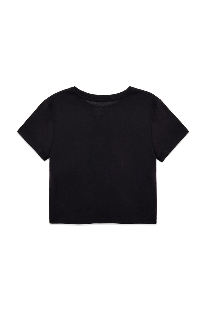Matin Kim Stamp Logo Graphic Crop Top — Black
