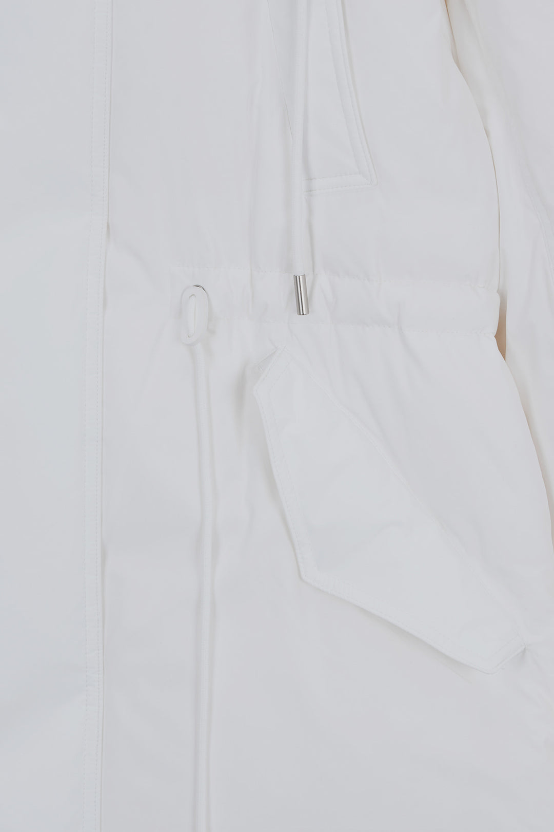 KIMMATIN Draw String Long Down Jumper — White