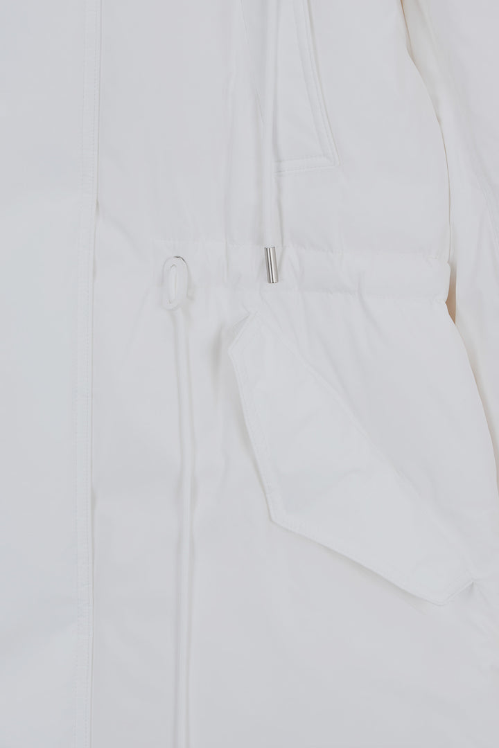 KIMMATIN Draw String Long Down Jumper — White