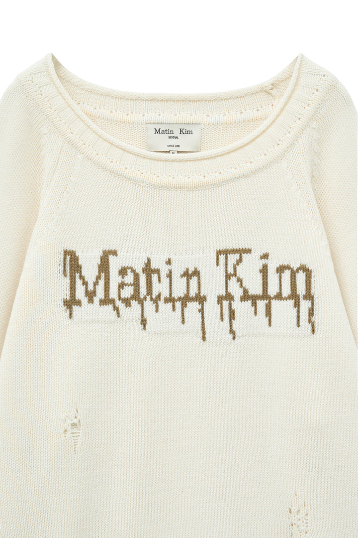 Matin Kim Two Way Off Shoulder Damage Pullover — Ivory