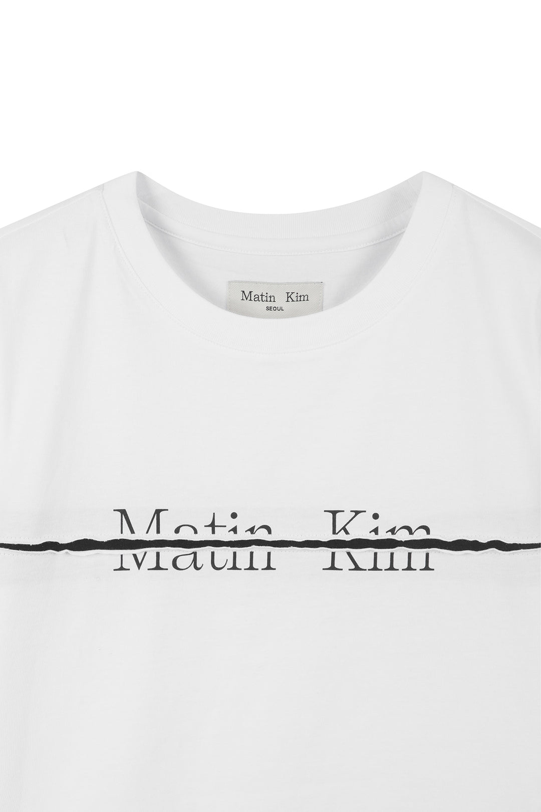 Matin Kim Logo Cutted Crop Top — White