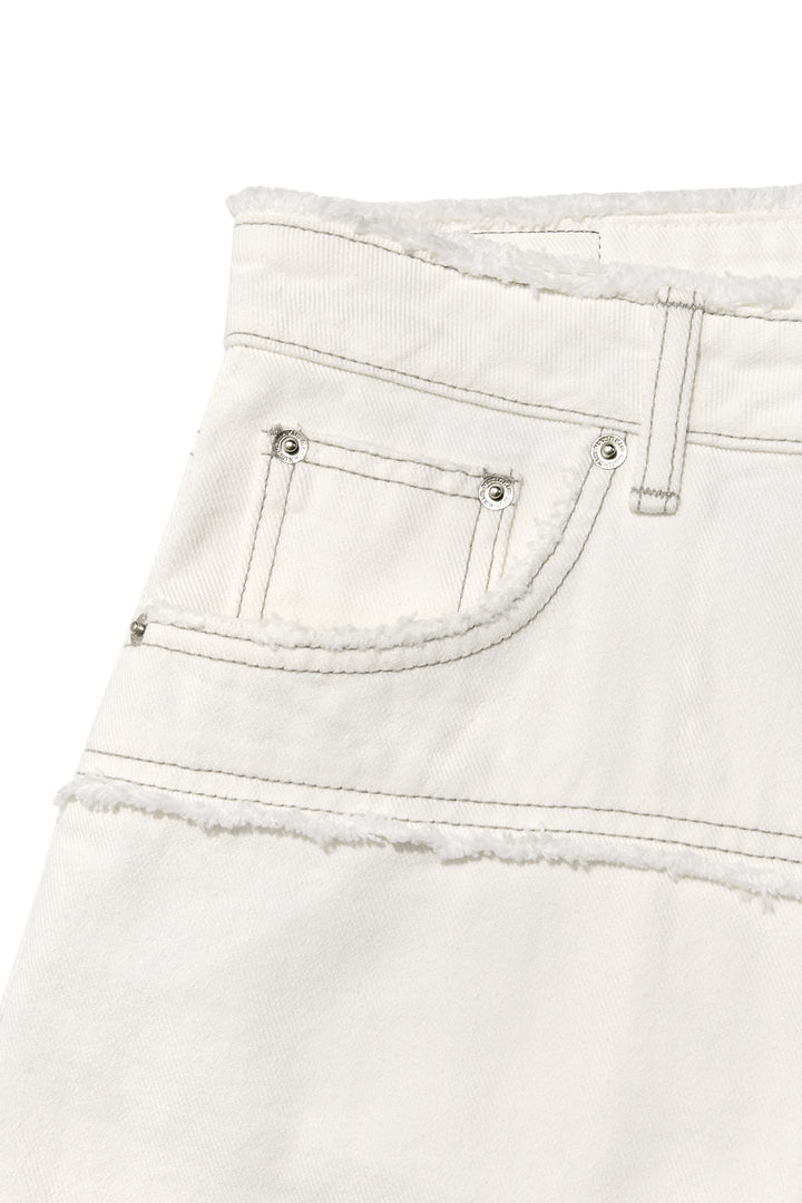 Matin Kim Cut Line Point Denim Shorts — White