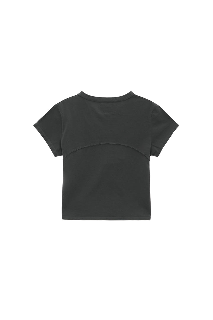 Matin Kim Pigment Cut Out Logo Crop Top — Charcoal